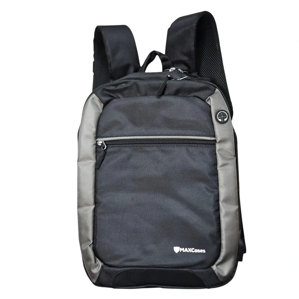 MAXcases‎ Black Gray Slim Tech Backpack Laptop Bag with USB Charging Port